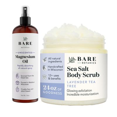 Bare Botanics Lavender Tea Tree Body Salt Scrub + Magnesium Oil Spray