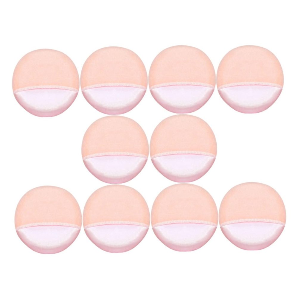 Healeved 10pcs Powder Puff Fluffy Makeup Applicators for Loose and Setting Powder Compact Velour Cosmetic Sponges for Women and Girls Easy to Hold and Clean for Natural Finish