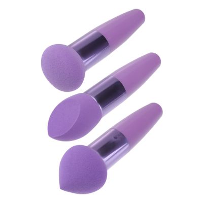 HAPINARY 3pcs Makeup Sponge Pens Set Versatile Cosmetic Tools for Foundation Blush and Concealer Application Comfortable Handle Design for Easy Use and Cleaning Purple