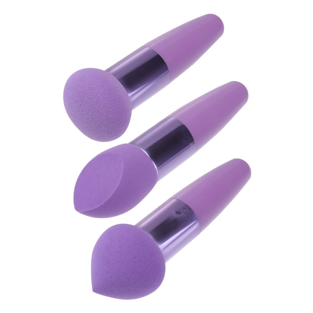 HAPINARY 3pcs Makeup Sponge Pens Set Versatile Cosmetic Tools for Foundation Blush and Concealer Application Comfortable Handle Design for Easy Use and Cleaning Purple
