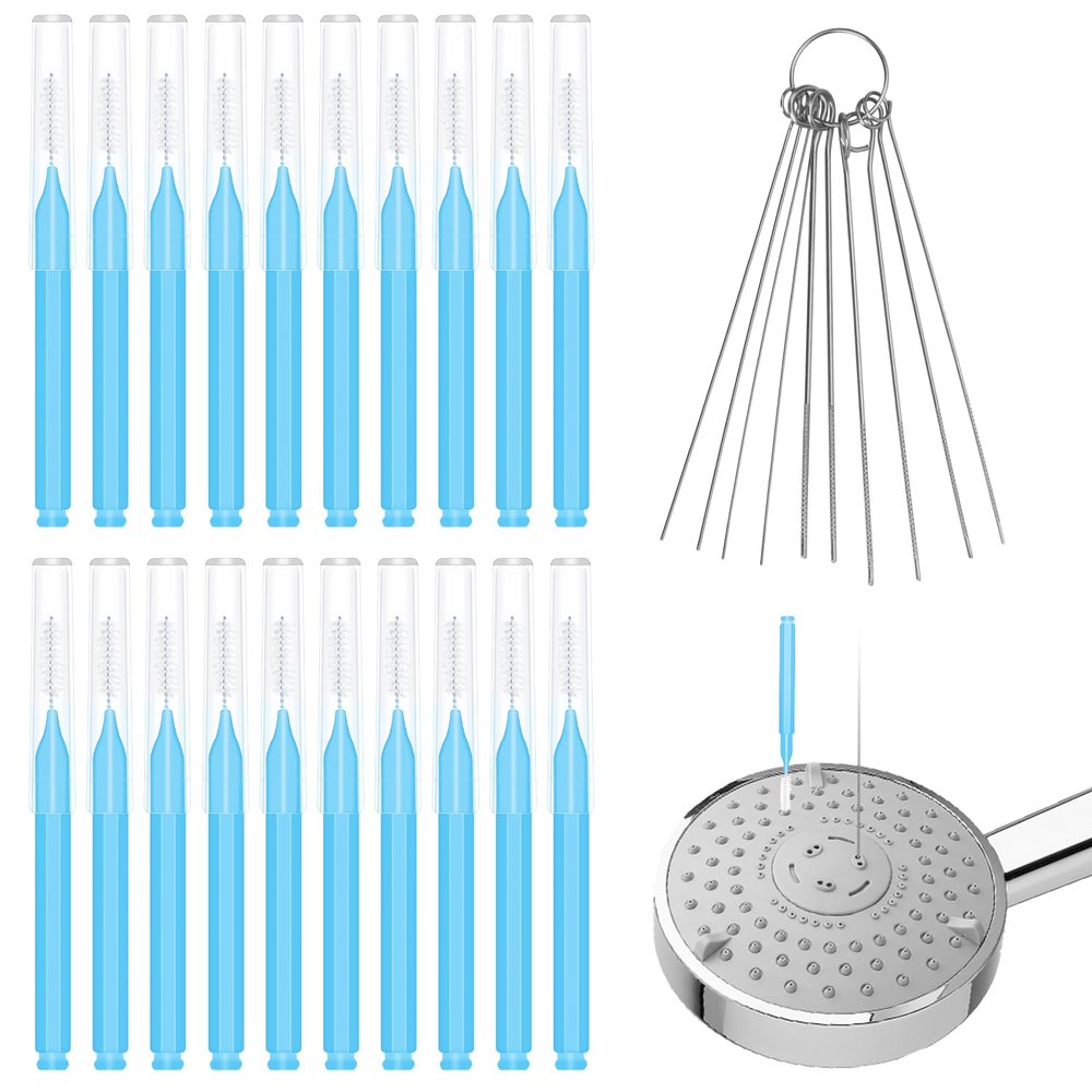 30pcs Shower Head Cleaner Tools, Shower Head Cleaning Brushes Multi-Sized Tiny Showerhead Cleaner Picks for Small Hole Anti-Clogging Cleaning Brush for Gap Nozzle Slot (Blue)