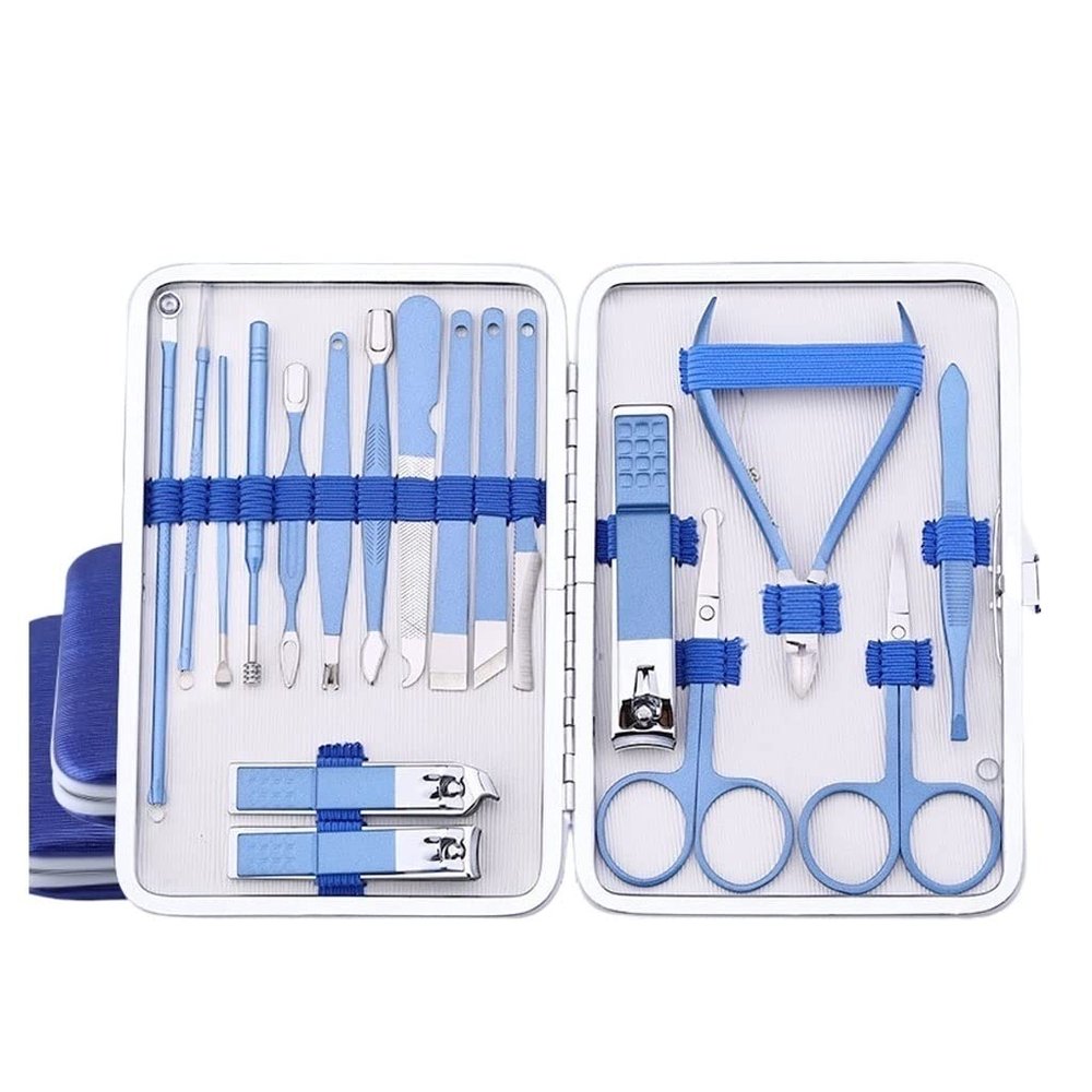 LOVULIFE Nail Clippers Set Large Capacity Lady Nail Clipper Set Stainless Steel Pedicure Manicure Set Beauty Nail Care Tools Nail Set (18 Pieces)