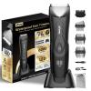 ENSSU Manscape Body Hair Trimmer for Men, Pubic Groin Hair Trimmer for Men with Safe Blade, Cordless Ball Shaver w/Light, Charging Dock, Waterproof Body Groomer, LED Display, 1H Charge,Black view 1