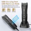 ENSSU Manscape Body Hair Trimmer for Men, Pubic Groin Hair Trimmer for Men with Safe Blade, Cordless Ball Shaver w/Light, Charging Dock, Waterproof Body Groomer, LED Display, 1H Charge,Black view 4