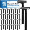 CXYARY 220 Pcs Twin Blade Disposable Razors With Clear Safety Cap, Shaving Razors Bulk for Men &Women, Stainless Steel Blade, Multipurpose Portable Shave Razor for Bathing Hotel Travel, Black view 1