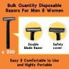 CXYARY 220 Pcs Twin Blade Disposable Razors With Clear Safety Cap, Shaving Razors Bulk for Men &Women, Stainless Steel Blade, Multipurpose Portable Shave Razor for Bathing Hotel Travel, Black view 2