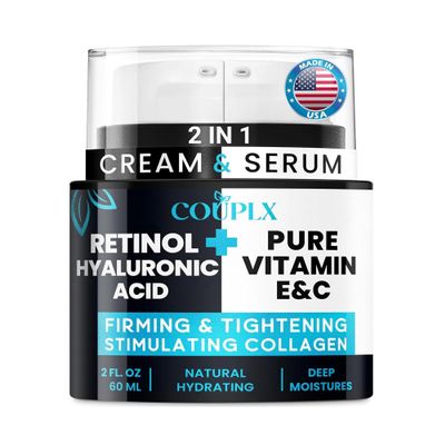 2 in 1 Retinol Moisturizer Cream, Tightening & Lifting Neck Cream, Advanced Anti-Aging Face Moisturizer, Reduces Fine Lines & Wrinkles for Neck & Face & Chest (60 ml/2 oz)