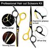 Professional Hair Cutting Shears Set,6 Inch Barber Hair Cutting Scissors Kit,Hairdressing Thinning Shears for Hair Cutting,Sharp Blades Haircut Scissors Kit for Women/Men/Kids (Rainbow) (Gold) view 2