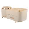 Baluue Rotating Makeup Brush Holder Multiple Compartments Stylish and Functional Makeup Organizer for Vanity Bathroom Countertop Design Creamy view 1