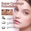 Super Coverage Foundation With Buffing Brush, Super Full Coverage Makeup, Full Coverage Foundation And Brush Set, Concealer Full Face Coverage (Natural+Ivory) view 3