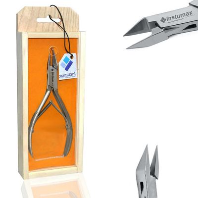 Stainless Steel Toenail Nipper Ingrown Nails Removiong Cutter Clipper  Easy to Use Foot Care Tools  for Men and Women  Silver  with Wooden Case Box INSTUMAX, 19cm