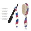 CestoMen Professional Barber Straight Edge Razor and Barber Fade Brush Set Include 5 Blades, Straight Razor for Men Close Shaving & Hair Cutting (Red/White/Blue) view 1