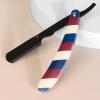 CestoMen Professional Barber Straight Edge Razor and Barber Fade Brush Set Include 5 Blades, Straight Razor for Men Close Shaving & Hair Cutting (Red/White/Blue) view 4
