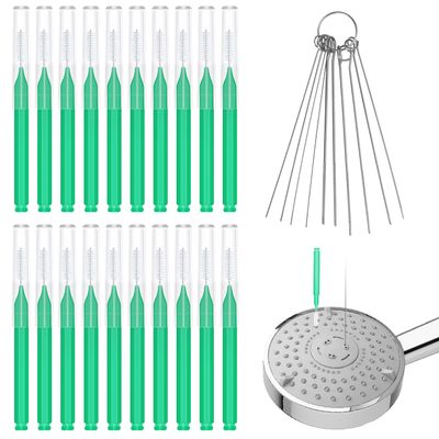 30pcs Shower Head Cleaner Tools, Shower Head Cleaning Brushes Multi-Sized Tiny Showerhead Cleaner Picks for Small Hole Anti-Clogging Cleaning Brush for Gap Nozzle Slot (Green)
