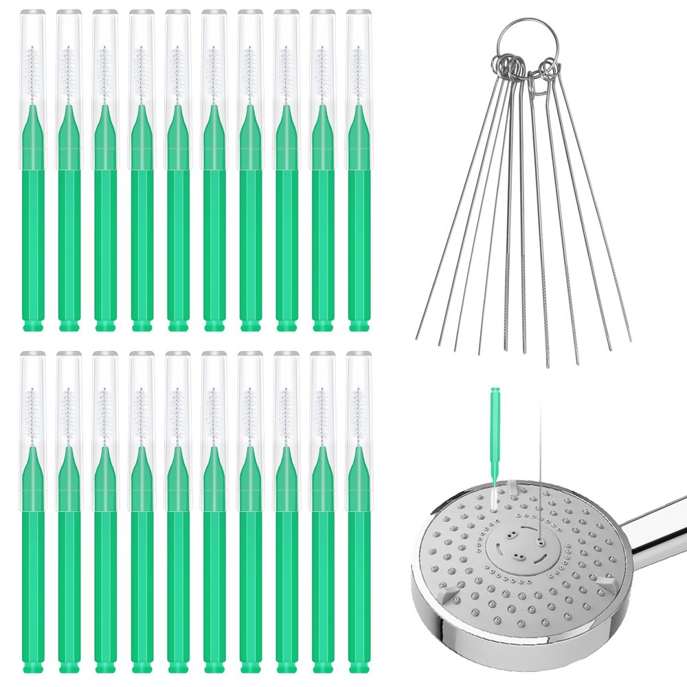 30pcs Shower Head Cleaner Tools, Shower Head Cleaning Brushes Multi-Sized Tiny Showerhead Cleaner Picks for Small Hole Anti-Clogging Cleaning Brush for Gap Nozzle Slot (Green)