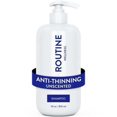 Routine Wellness Anti-Thinning Shampoo for Thinning Hair - Biotin DHT Blocker Women & Men - Color Safe Shampoo for Hair Loss & Healthy Hair - Unscented -14oz