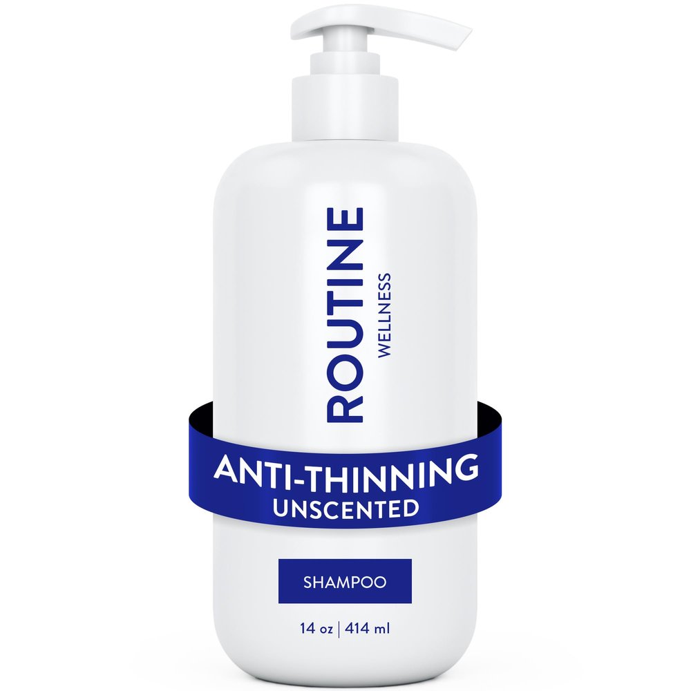 Routine Wellness Anti-Thinning Shampoo for Thinning Hair - Biotin DHT Blocker Women & Men - Color Safe Shampoo for Hair Loss & Healthy Hair - Unscented -14oz