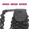 Ponytail Hair Extension Deep Wave Wrap Around Pony Tail Clip In Wave Curly Hair Extensions 8-24" Brazilian Human Hair Ponytails Hairpiece for Black Women Ponytail Hairpiece (Color : Wrap Around Ponyt view 3