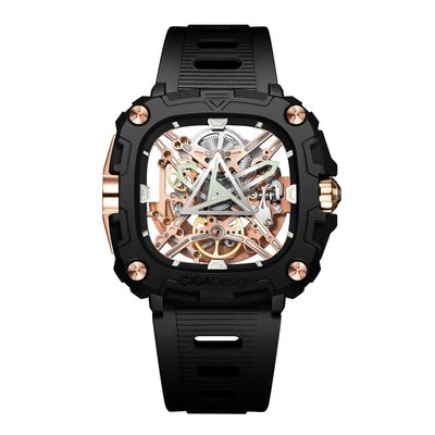 Ciga Design X051-BR01-W5B Men's Automatic Watch Series X Eye of Hours Bio Ceramic Genuine Product Black, Gold