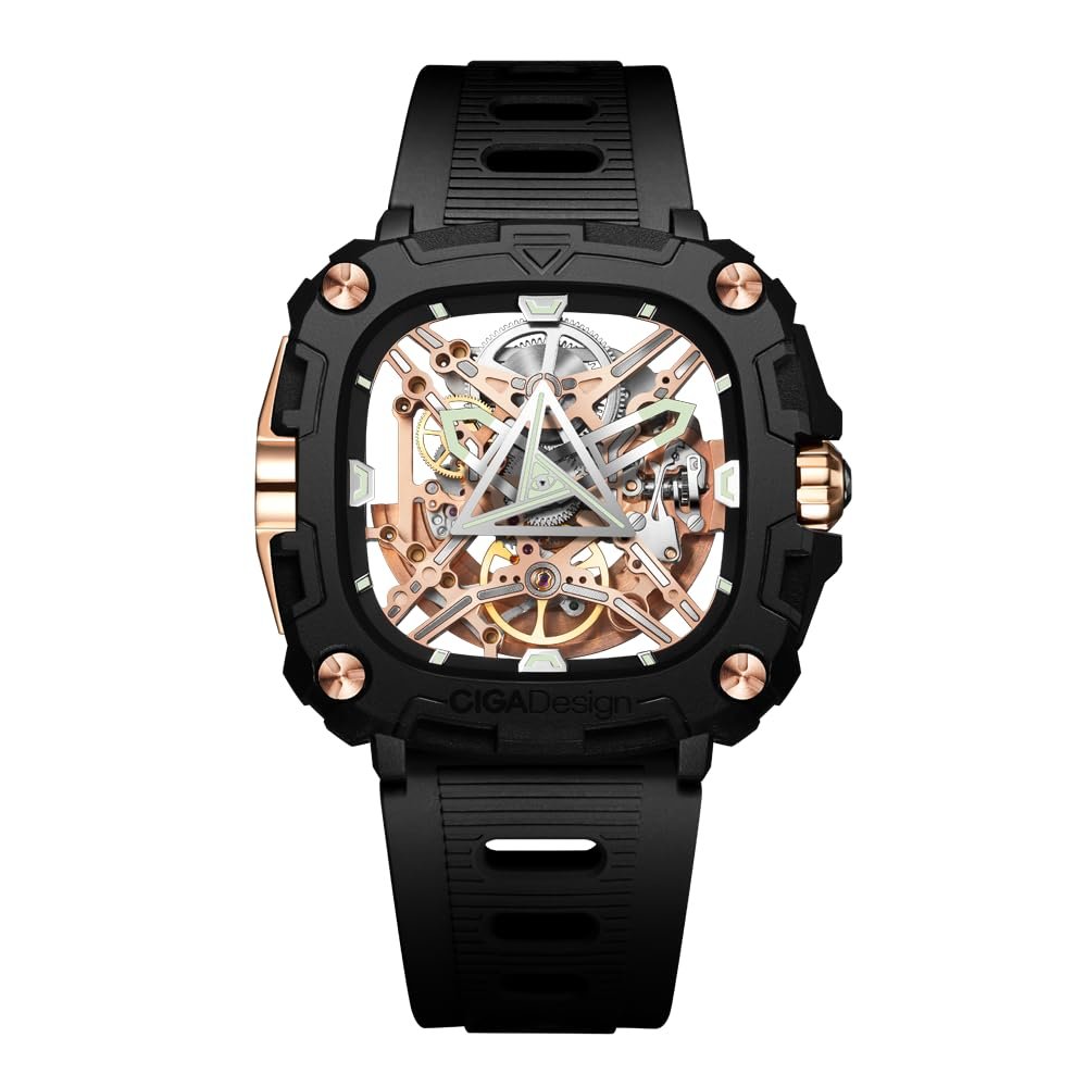 Ciga Design X051-BR01-W5B Men's Automatic Watch Series X Eye of Hours Bio Ceramic Genuine Product Black, Gold