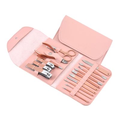 Healeved 16pcs Rose Gold Nail Clippers Set Nail File Cuticle Nipper Manicure Tools for Men Women
