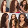 Color #4 Bundles Brown Deep Curly Human Hair Bundles Unprocessed Brazilian Virgin Hair 18 20 22 Inch Color #4 Deep Wave Bundles Human Hair Chocolate Brown Bundles Hair Weave view 2