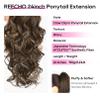 REECHO Ponytail Extension, 24" Claw Clip in Ponytail Extensions Long Curly Wavy Ponytail Hair Extension Jaw Clip on Pony Tails Hairpiece for Women - Chocolate Brown with Highlights view 2