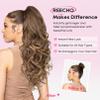 REECHO Ponytail Extension, 24" Claw Clip in Ponytail Extensions Long Curly Wavy Ponytail Hair Extension Jaw Clip on Pony Tails Hairpiece for Women - Chocolate Brown with Highlights view 4