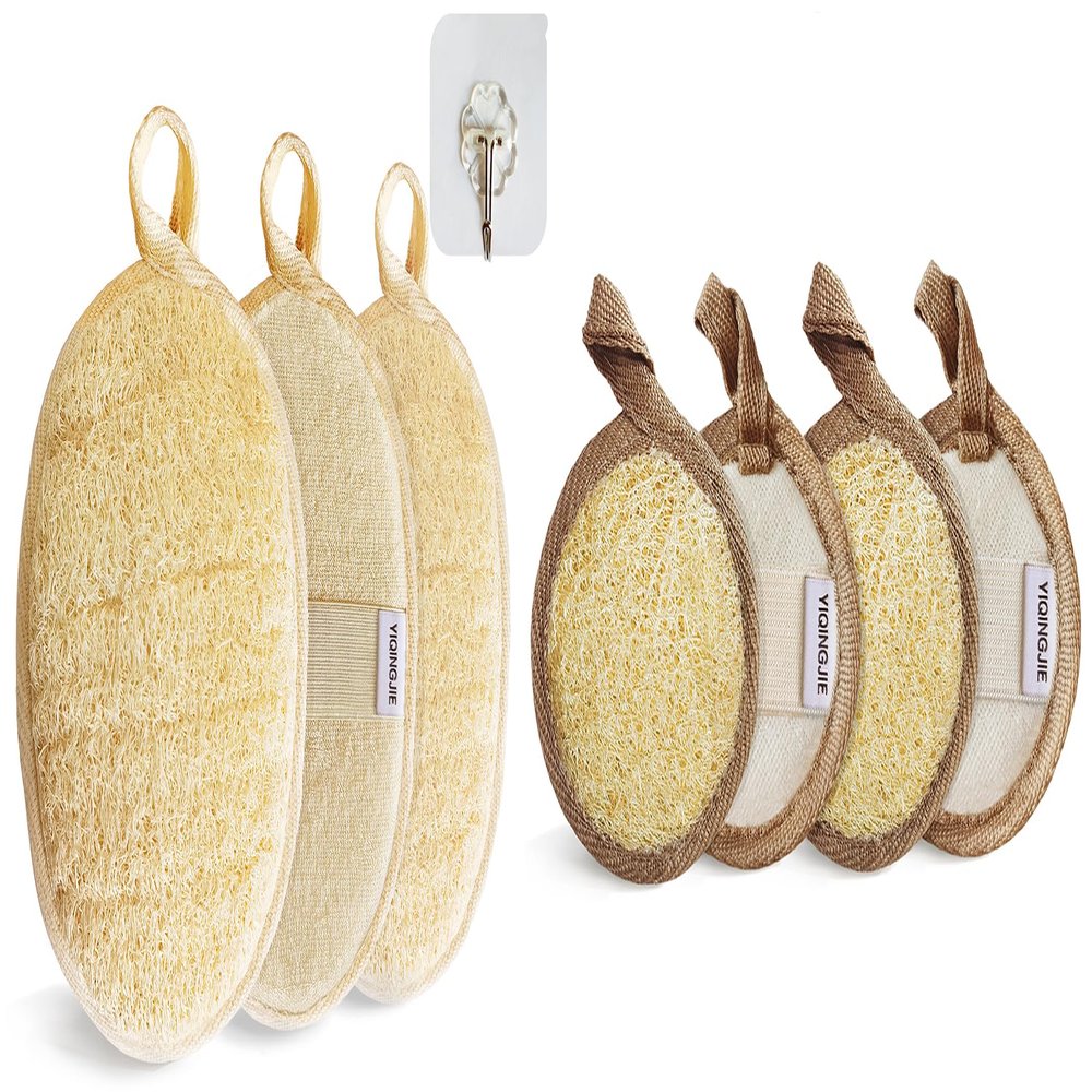 Natural Loofah Sponge Exfoliating Body Scrubber and Soft and Easy Foaming Face Exfoliating Loofah Pad Scrubber