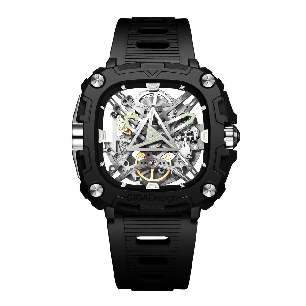 Ciga Design X051-BS01-W5B Men's Automatic Watch Series X Eye of Hours BK x Silver Bio Ceramic Genuine Product Black, Silver