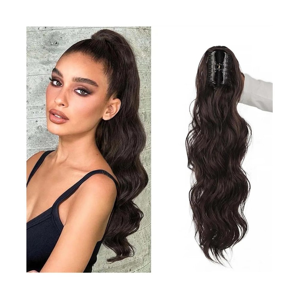 Ponytail Hair Extension Pony Tail Hair Extension, 24" Long Body Wave Ponytail Extensions Claw Clip in Fluffy Curly Ponytail Heat Resistant Synthetic Hair Pieces for Women Ponytail Hairpiece ( Color :