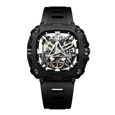 Ciga Design X051-BB01-W5B Men's Automatic Watch, Series X Eye of Hours Bio-Ceramic, Genuine Product, Black, Black