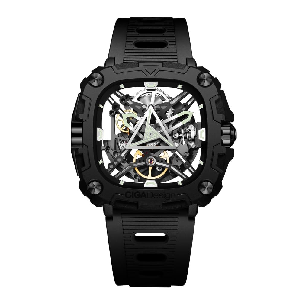 Ciga Design X051-BB01-W5B Men's Automatic Watch, Series X Eye of Hours Bio-Ceramic, Genuine Product, Black, Black