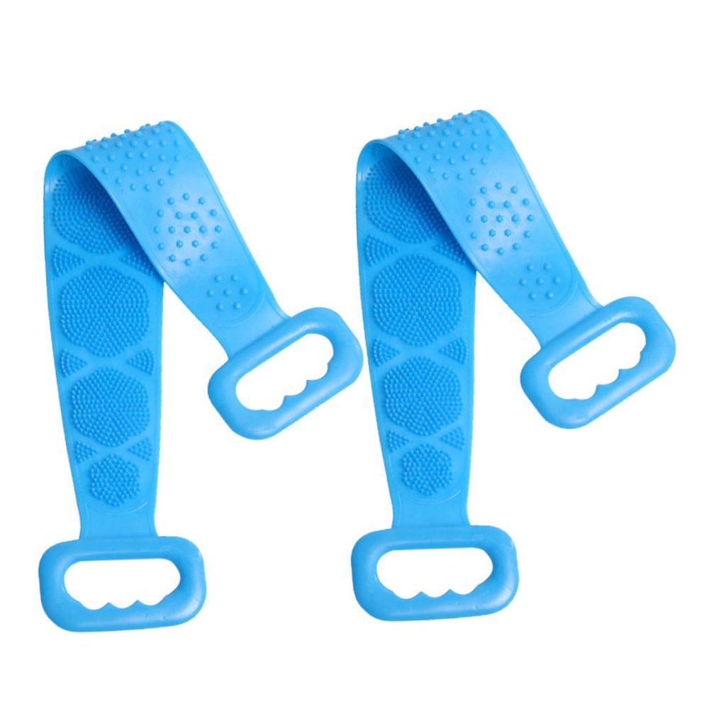 Healeved 2pcs Silicone Bath Towel Exfoliating Back Scrubber for Body Cleaning Durable Bathroom Massage Brush Comfortable and Easy to Use for Daily Shower Routine Blue