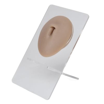 3D Silicone Belly Piercing Practice Model Reusable Soft Elastic Human Navel Display for Piercing Training Dark Skin Tone