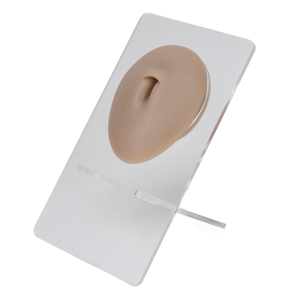 3D Silicone Belly Piercing Practice Model Reusable Soft Elastic Human Navel Display for Piercing Training Dark Skin Tone