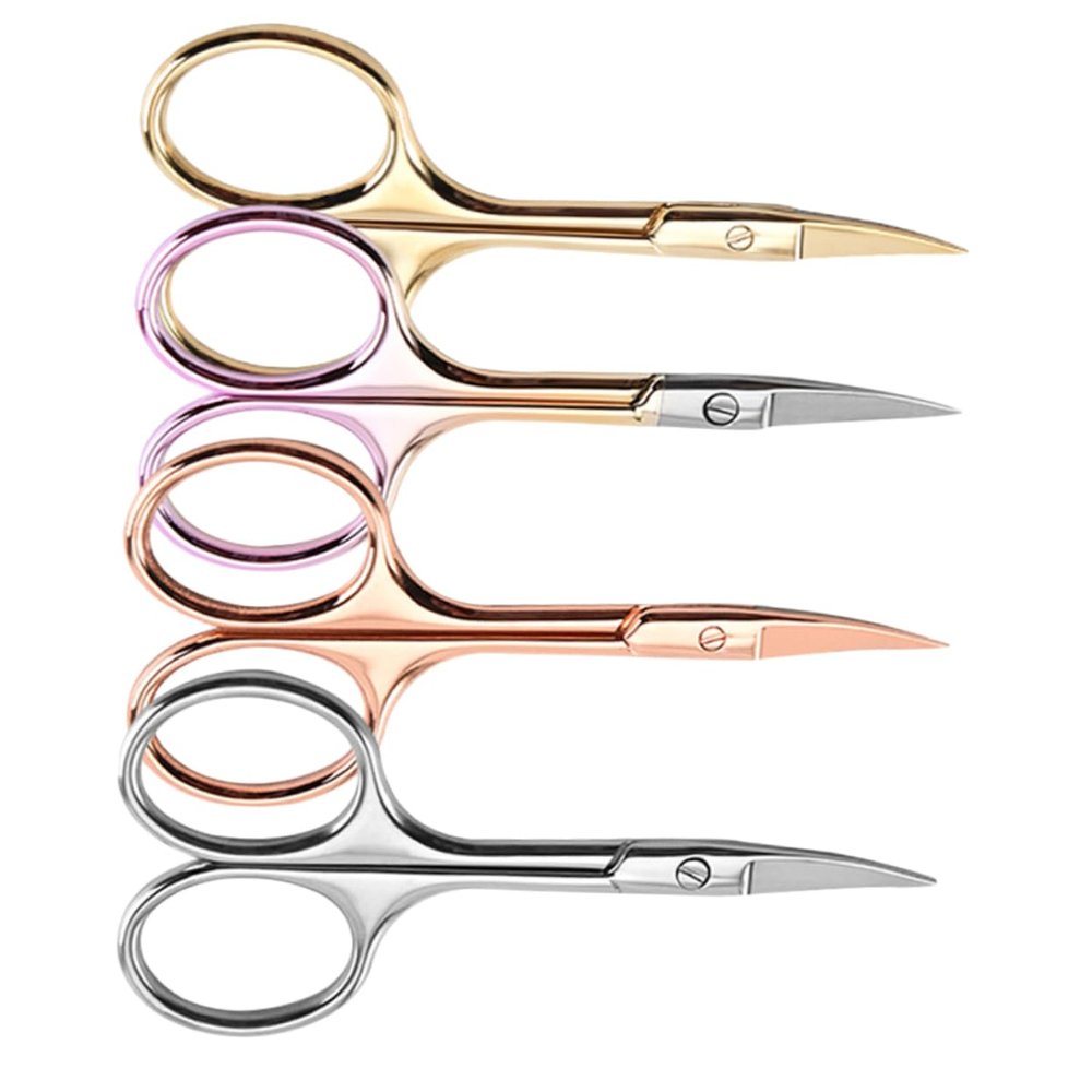 NOLITOY 4pcs Stainless Steel Colorful Beard Scissors for Men Durable Trimming Shears for Mustaches and Facial Hair Grooming for Home and Barber Use Random Color