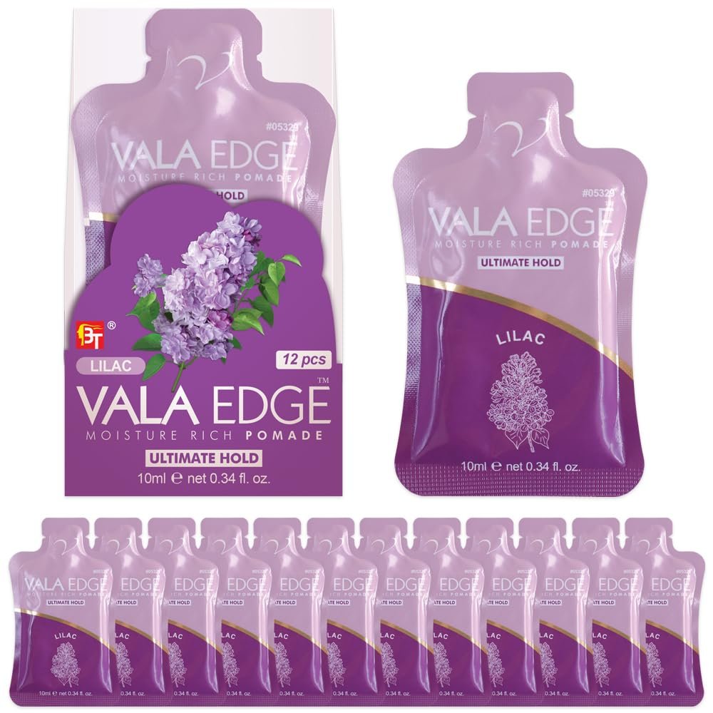 12 Pack 10ml Vala Edge Control Braiding Gel Pomade Strong Hold High Shine Made in Korea Beauty Styling Gel (Lilac)