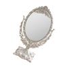 1pc Double Sided Princess Mirror Cosmetic Mirror Princess Makeup Round Stand Lighted Girl Makeup Antique Tabletop Vintage Stand Wheat Straw Beige view 1