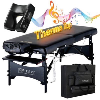 Therma-Top 30" Galaxy Professional Portable Massage Table Master Massage Package with Extra Music Face Cushion - Memory Foam Cushioning - Tattoo Table- Spa Salon Beauty Facial Bed