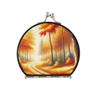 Augenstern Travel Makeup Mirror Autumn-Forest-Road-Painting Foldable Cosmetic Mirror Pocket Mirror