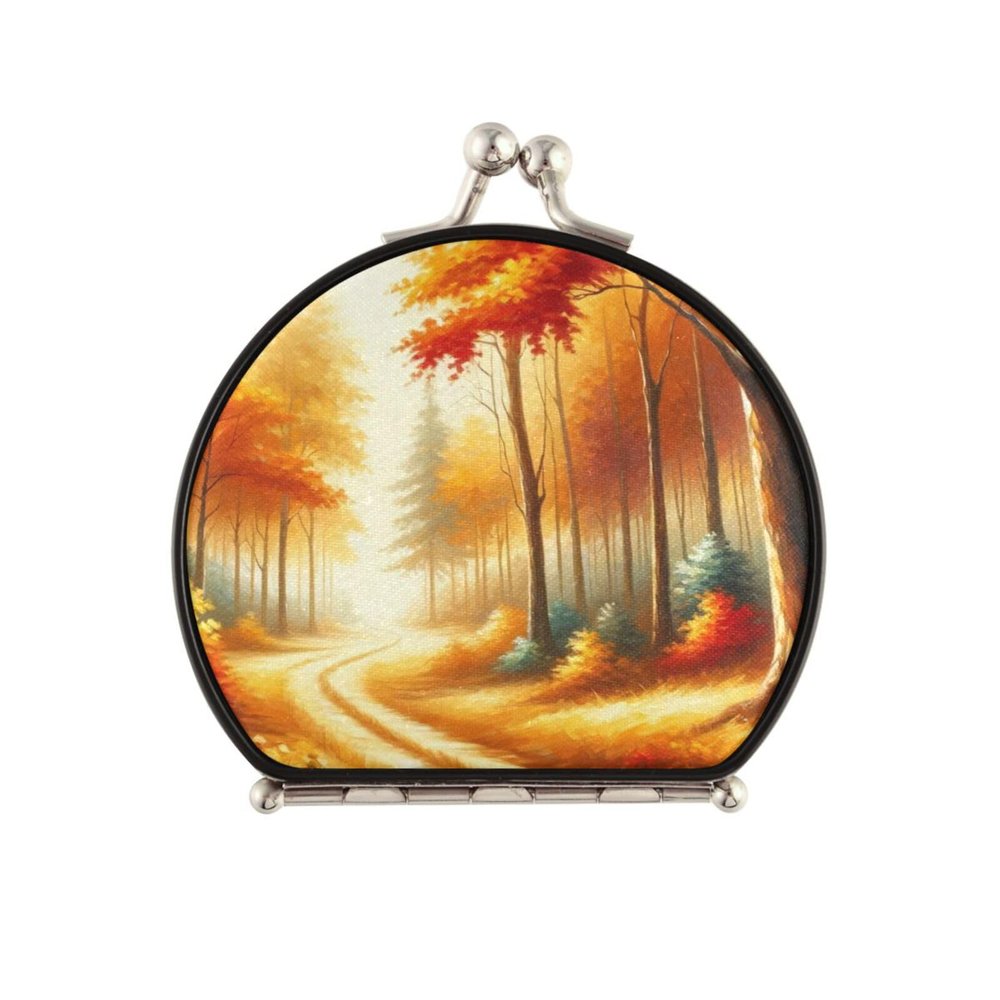 Augenstern Travel Makeup Mirror Autumn-Forest-Road-Painting Foldable Cosmetic Mirror Pocket Mirror
