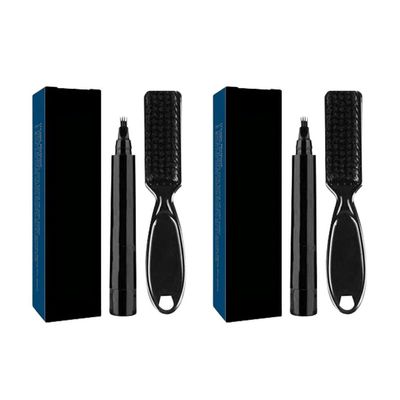 BudgetBundles US 1-2 Pc Beard Pencil Filler Men Bristle Beard Brush Water Proof Micro-Fork Kit (2 Pack,Black)