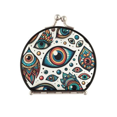 Augenstern Travel Makeup Mirror The-Colorful-Evil-Eye Foldable Cosmetic Mirror Pocket Mirror