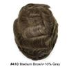 Toupee for Men Hairpiece Full Poly Thin Soft Mens Hair System PU Injection Human Hair Mens Toupee Durable Men Hair Replacement Hair Prosthesis Capilar 7X9"-120% Density-#410 Medium Brown+10% Gray view 2
