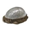 Toupee for Men Hairpiece Full Poly Thin Soft Mens Hair System PU Injection Human Hair Mens Toupee Durable Men Hair Replacement Hair Prosthesis Capilar 7X9"-120% Density-#410 Medium Brown+10% Gray view 4