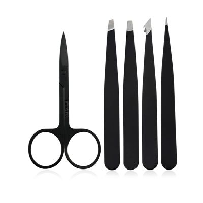 Atcdfuw Eyebrow Tweezers Set,Stainless Steel Tweezers with Curved Scissors Tweezer for Eyebrows, Splinter & Ingrown Hair Removal with Case, As the Picture Shows