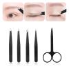 Atcdfuw Eyebrow Tweezers Set,Stainless Steel Tweezers with Curved Scissors Tweezer for Eyebrows, Splinter & Ingrown Hair Removal with Case, As the Picture Shows view 3