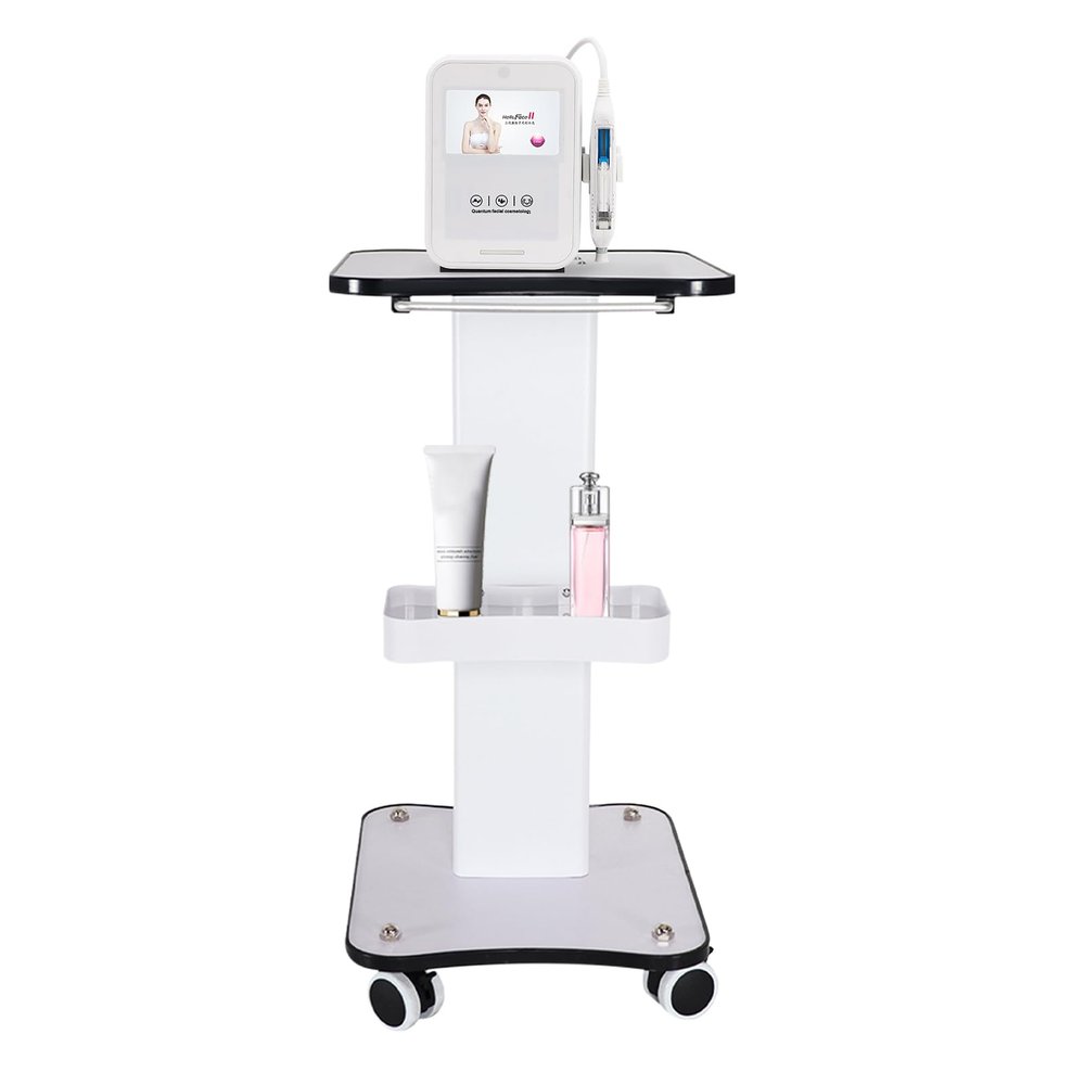 Beauty Tool Cart with Salon Tray&Handle,3 Tier Rolling Salon Trolley Cart Stand Beauty Instrument Tray,Salon Trolley Cart Esthetician Cart Wheeled Salon Spa Cart for Hair Tattoo Stylist (34x38x69cm)