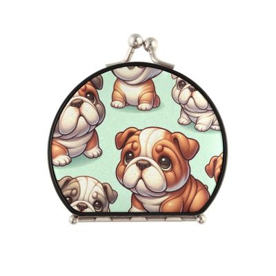 Augenstern Travel Makeup Mirror Cartoon-Adorable-Bulldog Foldable Cosmetic Mirror Pocket Mirror